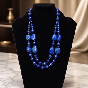 18 inch Lapis Lazuli Double Strand Necklace